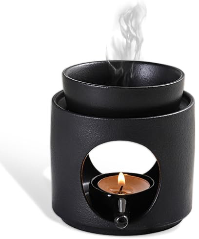 Keramische Duftlampe Teelicht: Duftlampe für ätherische Öle Räucherstövchen Aromalampe aus Keramik mit Teelichthalter für Home Office