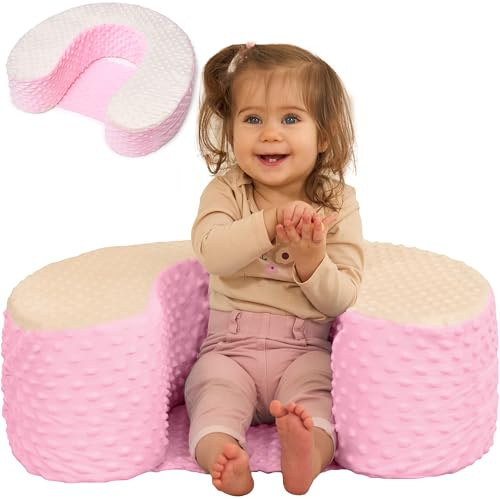 ODOXIA Sediolina Neonato a Partire da 4 Mesi | Cuscino da Pavimento Morbido per Bebè | Seggiolini per Bambini per la Seduta | Sedia per Neonati per Gioco e Sviluppo | Baby situp Ring (rosa)