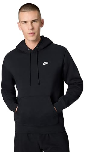 Nike Men's Club Pullover Fleece Hoodie, Black/Black/White, X-Large