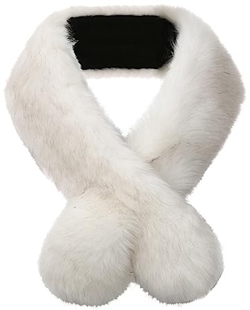 soul young Femmes Fausse Fourrure Col Wraps Cape Écharpe D'hiver pour Foulards Moelleux Cache cou Fourrure Boléro(160CM,Blanc)