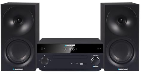 Blaupunkt MS30.02BT micro impianto stereo Bluetooth HDMI ARC | Ottico USB AUX Radio FM CD 150 W RMS Sveglia telecomando altoparlante basso Reflex (nero)