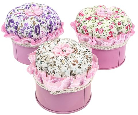 Toyvian Lot de 3 Boîtes de Rangement pour Aiguilles et Coussins à Épingles Brodés Multicolores, Compactes et Portables, pour Accessoires Couture, Mercerie et Travaux Manuels