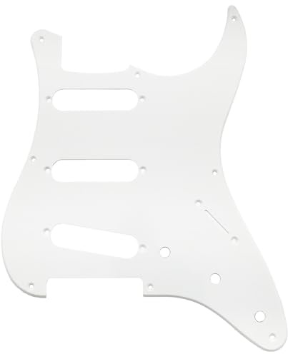 Musiclily Pro 8 Hål SSS Gitarr Plektrumskydd Strata för MIJ Fender Japan 57 Vintage Style Stratocaster, 1-lager Vit