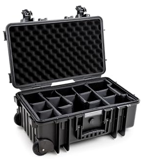 B&W International Mehrzweckkoffer Outdoor Typ 6600 (PP.428) Schwarz - mit variabler Facheinteilung - wasserdicht (IP67), staubdicht, schlagfest, extrem robust
