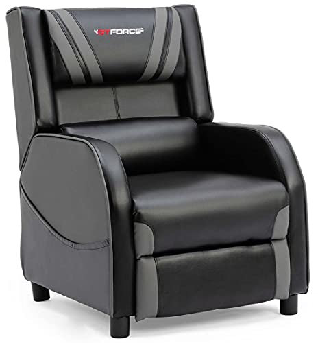 GTFORCE RANGER S FAUX LEATHER GAMING RECLINER ARMCHAIR SOFA RECLINING CINEMA CHAIR, Grey