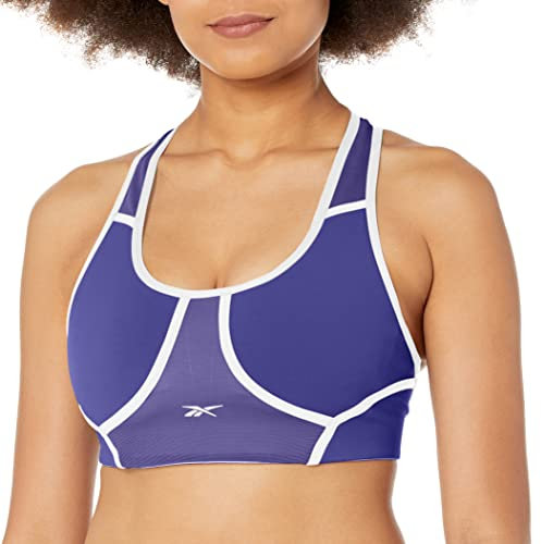 Reebok Lux Brasier sportivo con schiena incrociata da donna supporto medio, Purple/Lillac/White, XS
