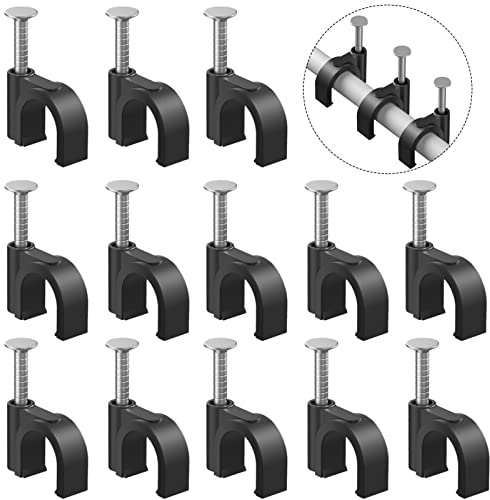 Easytle Plastic Cable Clamps Nail in Cable Clips 100 Pcs 10mm Cable Wire Clips Cable Tacks Coax Cable Clips Speaker Wire Clips Cable Nails for Cords Ethernet Cable Clips Black RG6 RG59 CAT6 RJ45