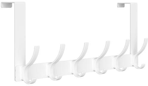 Optish Porte Manteau pour Porte 12 Crochets Sans Perçage, Patère Porte Accrochable pour Salle de Bain et Cuisine (Blanc)