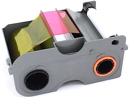 2ID - Cartucho de cinta Fargo DTC1250 YMCKO con rodillo de limpieza | Cinta original Fargo 45000 | Imprime imágenes, texto y códigos de barras a todo color vibrantes y duraderos en tarjetas de