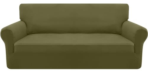 Granbest Strecken Sofabezug 3 Sitzer Superweich Elasthan Sofaüberwurf für Hunde Haustier Couchbezug Möbelschutz mit Elastischen Boden (3 Sitzer, Avocado Grün)