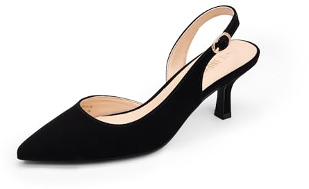 DREAM PAIRS Zapatos Tacón Bajo Cerrado,Size 38,Negro-Nubuck,SDPU2454W