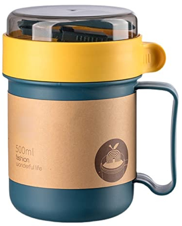 Soppkopp, Bärbar Isolerad Matbehållare med Lock, Sked, Bekvämt Grepp, Värmebeständigt Material, för Kontor, Skola (301-500ML Blå)