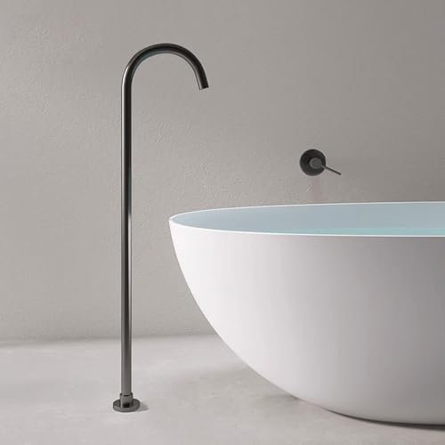 Grifo Bañera de Pie Cuello de Cisne Grifo Monomando Bañera de Suelo Empotrada,gris