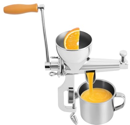 Spremiagrumi con spremiagrumi a freddo, in acciaio inox con manovella, spremiagrumi manuale lento per spinaci, cavoli, erba di grano, pomodoro, uva, melograno -