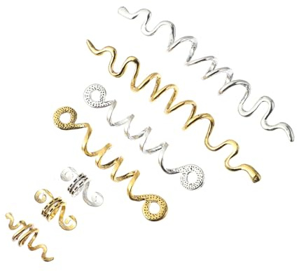 Anneome 16pcs Hair Spiral Beads Clips for Dreadlocks and Braids, Zinc Alloy Snake Shape Hair Accessories with Easy to Put and Remove Design, Fashionable Multi- Dreadlocks Metal Cuffs