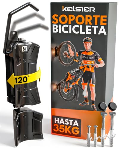 Soporte Bicicletas Pared Vertical Giratorio, Colgador Bicicleta Pared Plegable, Compatible Bicicleta Montaña Carretera y Eléctrica, Hasta 35 kg, para Hogar Trastero Garaje