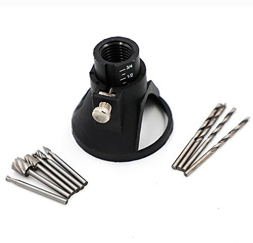 Rotary Multi Tool Cutting Guide Attachment Kit with HSS Router Drill Bits Set