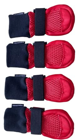 Vibrant Fellow Dog Shoes Breathable for Walking, Dog Boots Protective and Soft, Paw Protector Dog Booties that Stay on, Set of 4, Size Small, Colour Red