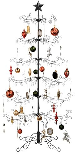 Best Choice Products 6ft Wrought Iron Ornament Display Christmas Tree w/Easy Assembly and Stand - Black
