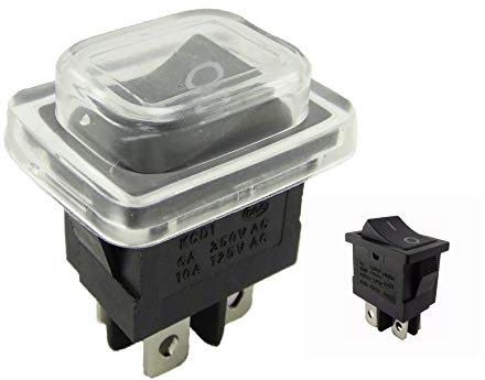 Interrupteur à bascule encastrable 19 x 13 mm, avec couvercle étanche, (4 broches) marche/arrêt 250 V (5)
