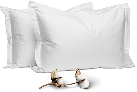 Pizuna Luxuriöser Soft-Satin 2er Pack Kissenbezug 50 x 75 cm Weiß, 400 Fadenzahl Baumwolle Quadratisch Kissenbezüge, 100% Langstapel Baumwolle Kissenbezug (Weiß 50x75 cm)