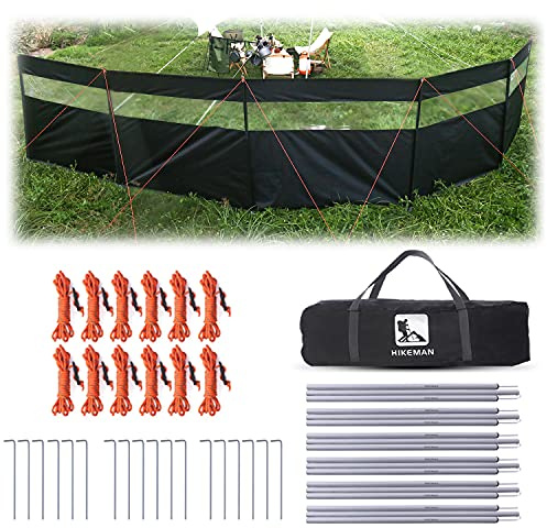 Camping Paravent Windshield - avec fenêtre,Grand Tente de Plage,Brise-Vue de Jardin(Noir,7.25m*1.3m)