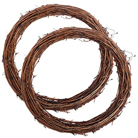 2 Pieces 30 cm Large Natural Grapevine Wreathes Vine Branch Wreath Halloween Rattan Wreath for Easter Door/Wall Decor Hand-woven Christmas Wreath (30cm)