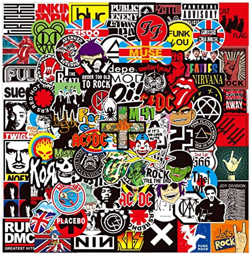 Rock and Roll Aufkleber 100 Stück, Laptop Aufkleber Bombe Vinyl Aufkleber Pack für Auto Gepäck Computer Skateboard Motorrad Aufkleber für Jugendliche Erwachsene