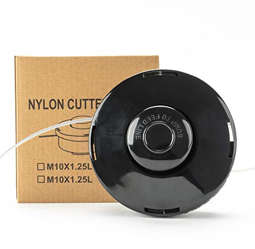 TURMIN Tête de Débroussailleuse Universelle Lot de 1, M10 X 1,25 Nylon Bobine de Rechange et Têtes à Double Fil pour Débroussailleuse Thermique à Essence