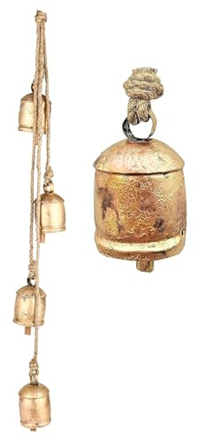 Campanelle natalizie vintage fatte a mano, campane a vento rustiche, da appendere alla parete, decorazione per la casa, ornamento antico primitivo strega, decorazione rustica shabby chic, 91,4 cm