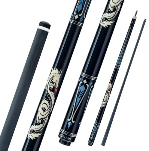 KONLLEN Stecca da Biliardo in Fibra di Carbonio Wrapless Dragon Professional (Stecche da Biliardo a Bassa deflessione con Tecnologia Full Carbon, 12,5 mm, 147 cm)