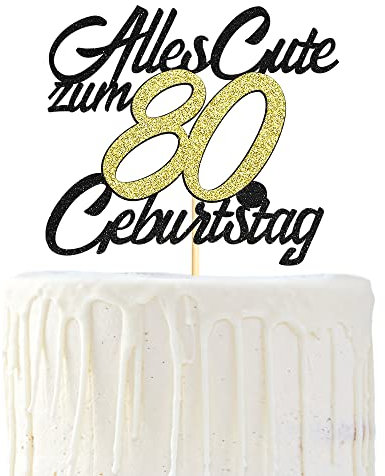 Sumerk 1 Stück 80.Geburtstag Tortendeko Happy 80th Birthday Cake Topper 80.Alles Gute Geburtstag Cake Topper 80 Jahre Torte Kuchen Deko für 80 Geburstagstorte Deko Jungen Mädchen Mann Frau
