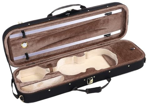 4/4-Geigenkasten in Voller Größe, Professioneller Hartschalen-Geigenaufbewahrungskoffer mit Hygrometer, Tragbarer Geigenschutzkoffer mit Schultergurten für Studenten und Geiger