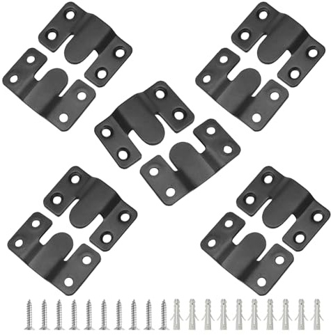 Luomorgo 10 Pack Large Black Flush Mount Bracket, 54x30mm (2-1/8 x 1-3/16 inch) Z-Clips, Heavy Duty Picture Hangers Interlocking Photo Frame Hook for Hanging Headboards, Display Wall Mount Hardware