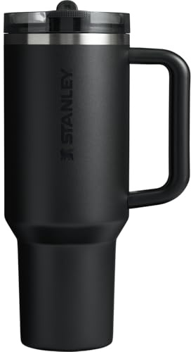 STANLEY Quencher ProTour Flip Straw Tumbler with Leakproof Lid 40 oz | Built-In Straw and Handle | Cup Holder Compatible for Travel | Insulated Stainless Steel Cup | BPA-Free | Black