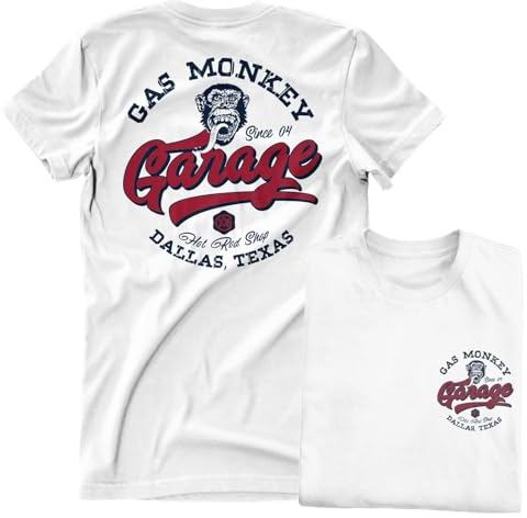 Gas Monkey Garage Offizielles Lizenzprodukt Hot Rod Shop Logo Herren-T-Shirt (Weiß), XXXXX-Large