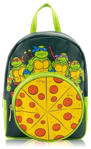 Fast Forward Teenage Mutant Ninja Turtles Rucksack für Jungen, Mädchen, Damen, Herren, Unisex, niedlicher Mini-Rucksack aus PU-Leder, 25,4 cm, Geldbörse, Schultertasche, Teenage Mutant Ninja Turtles