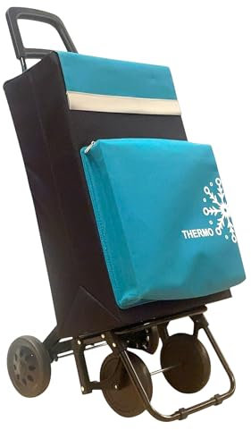 Carro de la Compra Thermo, 50L, con Compartimento Refrigerante y 4 Ruedas (Verdes)