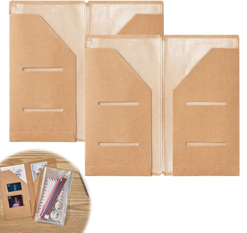 Xueniu 2-pack blixtlåsfodral och kraftkorthållare anteckningsboksset påfyllningsbara resedagböcker tillbehörssats för dragkedja pass plånbok kreditkortshållare påse resväska frostad A5 storlek 10,8 x