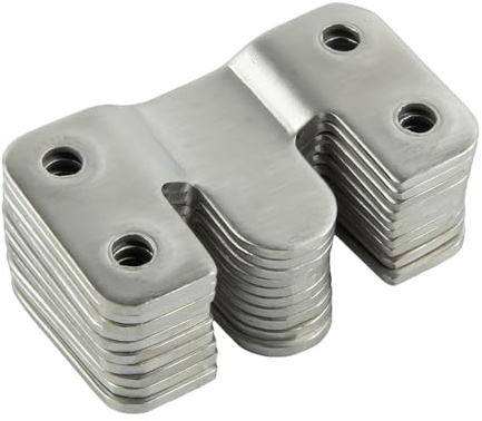 NINMORTH 10-Pack for Stainless Steel Picture Frame Hanging Hooks with Interlocking for Z- Wall-Mounted Furniture, 44x19mm & 54x30mm