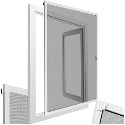 tectake® Zanzariera per Telai di Finestre, Telaio in Alluminio, Zanzariera Finestra Resistente ai Raggi UV e alle Intemperie, Trasparente alla Luce e Permeabile all’Aria, 130x150cm - Bianco