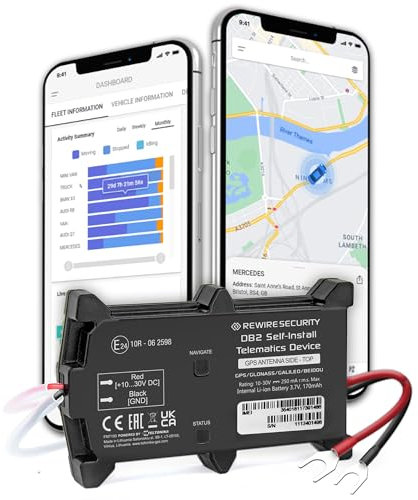 REWIRE SECURITY DB2 GPS Vehicle Tracker - Hard-Wired Tracking Device | 24/7 Accurate Real-Time Location Monitoring for Car, Motorbike, Motorcycle, Van | Easy to Install | Low-Cost Monthly Subscription
