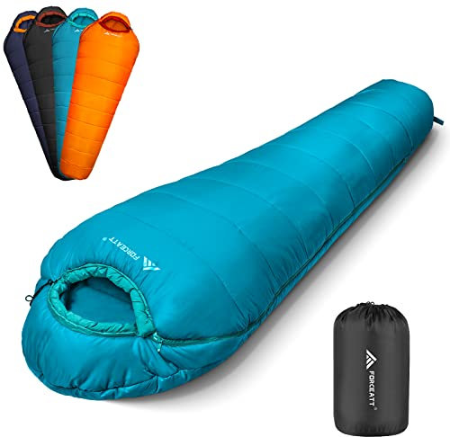 Forceatt Schlafsack, 3 bis 4 Jahreszeiten Deckenschlafsack Schlafsack für Camping, Reisen und Outdoor-Aktivitäten, Erwachsene und Jugendliche in 0 ℃ bis 20 ℃, Wasserdichter-Leicht-Warm-Atmungsaktiv.