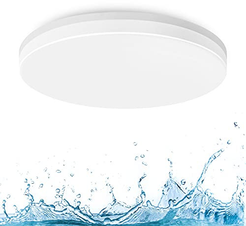 LVWIT 24W Deckenlampe, LED Deckenleuchte IP65 Wasserfest, 4000K Badlampe, 2400LM Neutralweiß Licht, Rund Flach Leuchte Decken Ideal für Küche, Schlafzimmer, Balkon, Flur, Bad, Wohnzimmer, Ø330mm