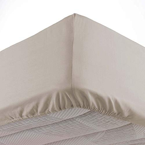 Douceur d'Intérieur Oscar - Sábana Bajera, de Microfibra Lisa, para Cama de Matrimonio, 100% poliéster, 140 x 190 cm, Natural