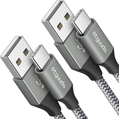 etguuds Câble USB C [1m Lot de 2], Câble USB Type C 3A Charge Rapide Nylon Chargeur USBC Cable pour iPhone 17 16 15 Pro Samsung Galaxy S23 S21 S20 S10 S9 S8 A20 A50 A53 A55