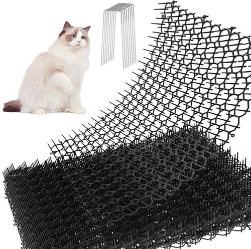 Lot de 12 grilles anti-épines contre les chats - Tapis anti-chats avec pointes - Répulsif pour chat - Pour l'intérieur et l'extérieur - Clôture pour animaux de compagnie