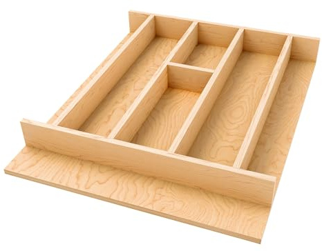 Rev-A-Shelf Natural Maple Right Size Utensil Insert Home Storage Kitchen Organizer 7 Compartment Drawer Accessory, 16 1/4 x 19 1/2, 4WUT-21SH-1