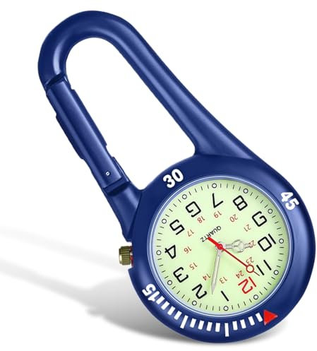 Karabineruhren Multifunktionale wasserdichte Karabineruhr Leuchtende Karabineruhr Unisex Krankenschwester Uhren Aufstecken Uhren für äRzte Sanitäter Sport Uhr Zu Schwesternuhr (Standard, Blau)