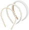 AOZUO 3 Teiliges Stirnband für Damen und Mädchen, Gepolstert Rutschfest Weiße Perlen Haarreifen, Modisches Haarband, Vintage Haarreif für Damen und Mädchen, Haar Accessoires